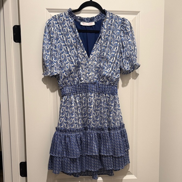 Blue Patterned Mini Dress - Picture 3 of 5